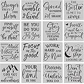 16 Pieces Inspirational Word Stencil Kit Motivational Stencils Phrase Word Reusable Mylar Template Stencils Large Alphabet We