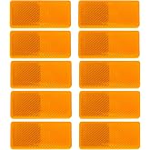 10 Pack Yellow Self Adhesive All Plastic 3.7&lsquo;&rsquo; Rectangle Reflectors | for Mailbox, Motobikes, Trailers, Trucks, Boats, Suv's, RV's