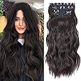 Chestnut Brown Hair Extensions, 4Pcs Synthetic Clip In