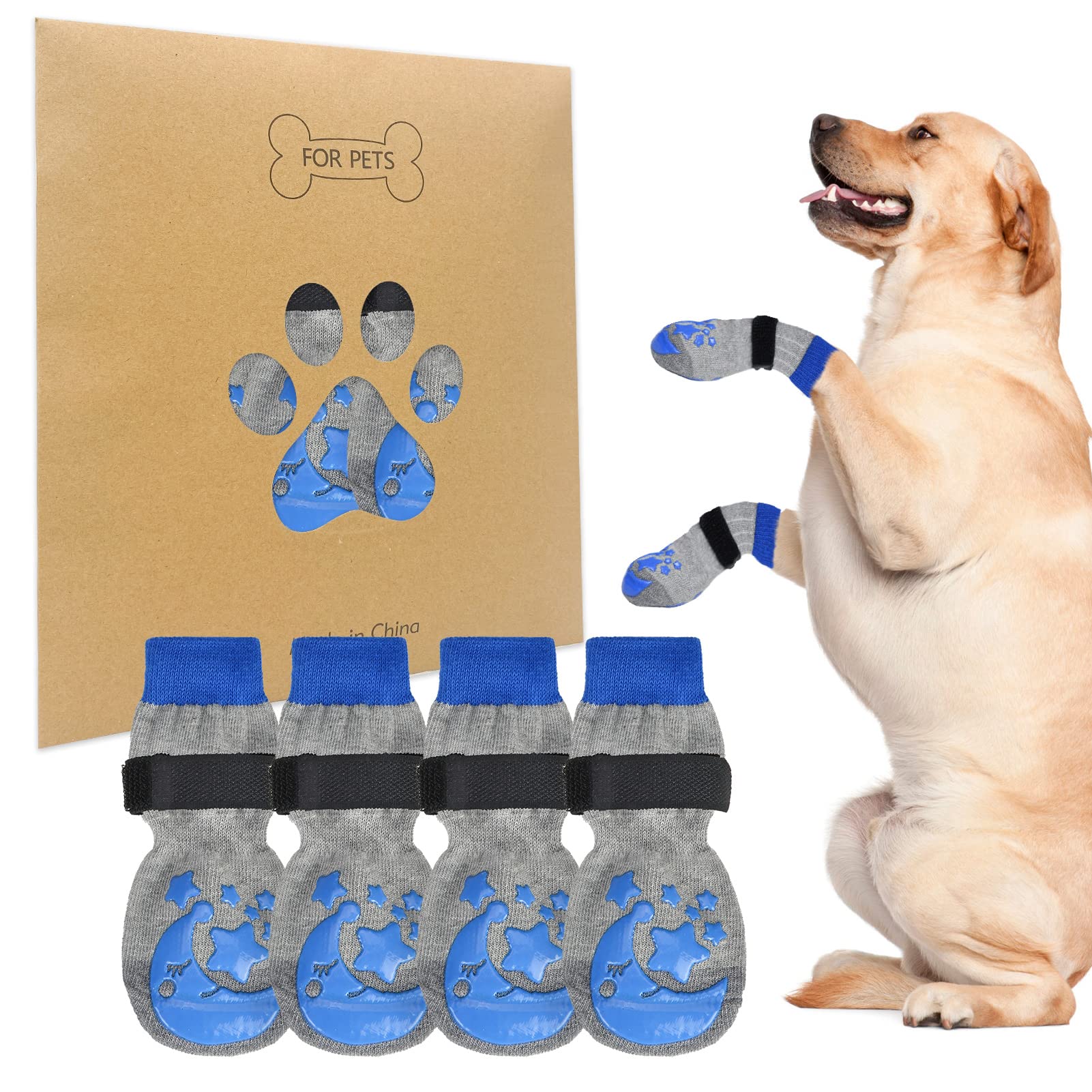 BEAUTYZOO Non-slip Dog Socks for Hardwood Floors, Small, Medium and Large Seniors and Old Dogs, Paw Pads 2 Pairs - Traction Control Non-Slip Puppy Socks Prevent Licking, — image 1