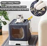 Vealind Covered Cat Litter Tray with Door Front Drawer Scoop view 3
