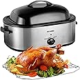 Roaster Oven, Turkey Roaster Oven Buffet with Self-Basting Lid, 20 Qt Electric Rotisseries & Roasters Roaster Oven, Removable Pan, Cool-Touch Handles, 1450W Stainless Steel Roaster Oven, Silver