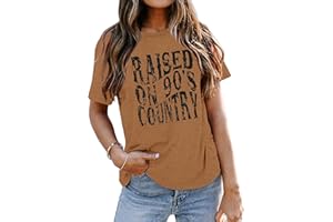 QLIPIN Raised on 90s Country Shirts Women Country Music T Shirt Vintage Country Concert Casual Short Sleeve Tee Tops