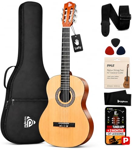 Amazon.com: Pyle Left Handed Beginner Acoustic Guitar Kit, 3/4