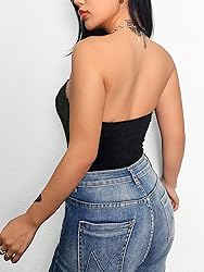 WDIRARA Women's Mesh Strapless Stretch Bandeau
