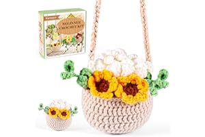 Karsspor Hanging Plant Crochet Kit, Crochet Kit for Beginners, Complete Starter Crochet Kit with Instruction, Quality Materials, Beginner Crochet Kit for Adults and Kids - White Flower