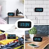 KWANWA Battery Operated Digital Alarm Clock 1.2'' LED 12/24h Brightness Blue view 7