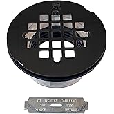 Westbrass A206P-62 2" No-Caulk PVC Compression Shower Drain with 4-1/4" Round Grid Cover, Matte Black