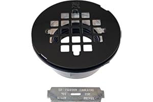 Westbrass A206P-62 2" No-Caulk PVC Compression Shower Drain with 4-1/4" Round Grid Cover, Matte Black