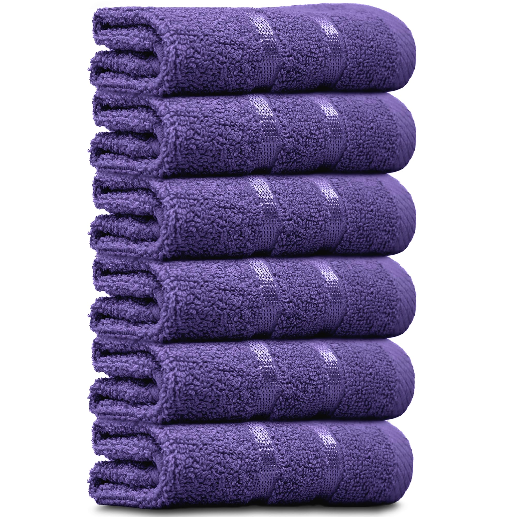 Towelogy® Luxury Egyptian Cotton Face Cloth Flannel Fingertip Towels Set 500 GSM Supersoft and Highly Absorbent Washcloths 30x30 cm (Pack 10, Plum Purple)
