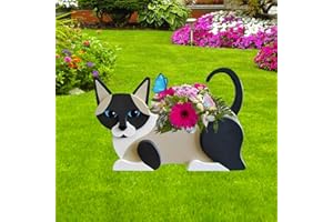 strolfay Siamese Cat Planter Plant Pots,Cute Garden Dog Flower Planter,Dog Planters Birthday Gifts for Women,Office,Indoor/Outdoor Decor(12.5 * 5.6 * 7.8in)