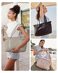 BAGSMART Tote Bag for Women with Zipper, Gym tote