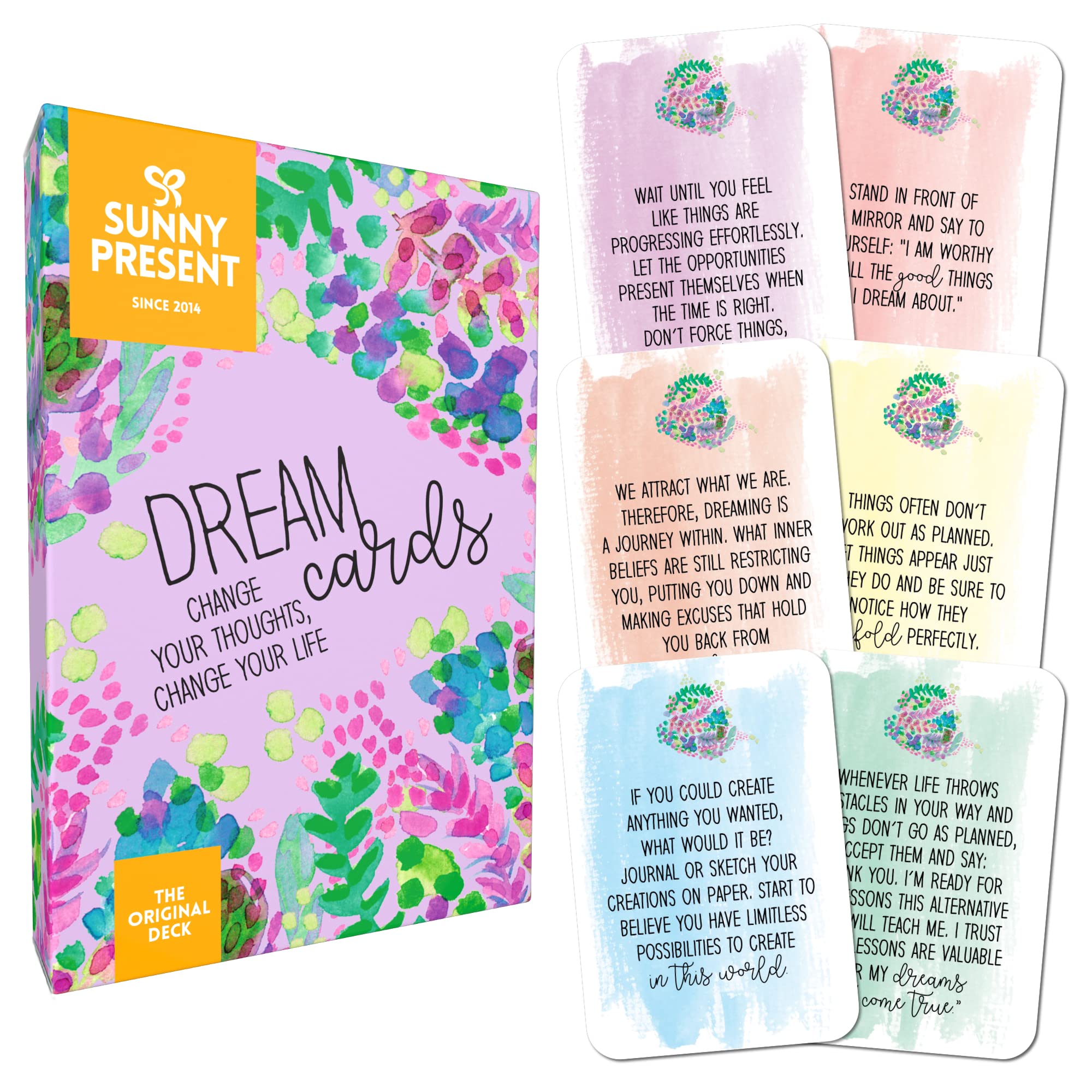 Sunny Present Dream Cards - Change your thoughts, change your life - 50 colourful cards to encourage change, open your mind & challenge your limiting beliefs