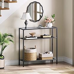 HOOBRO 29.5" Narrow Console Table, 3-Tier Tempered