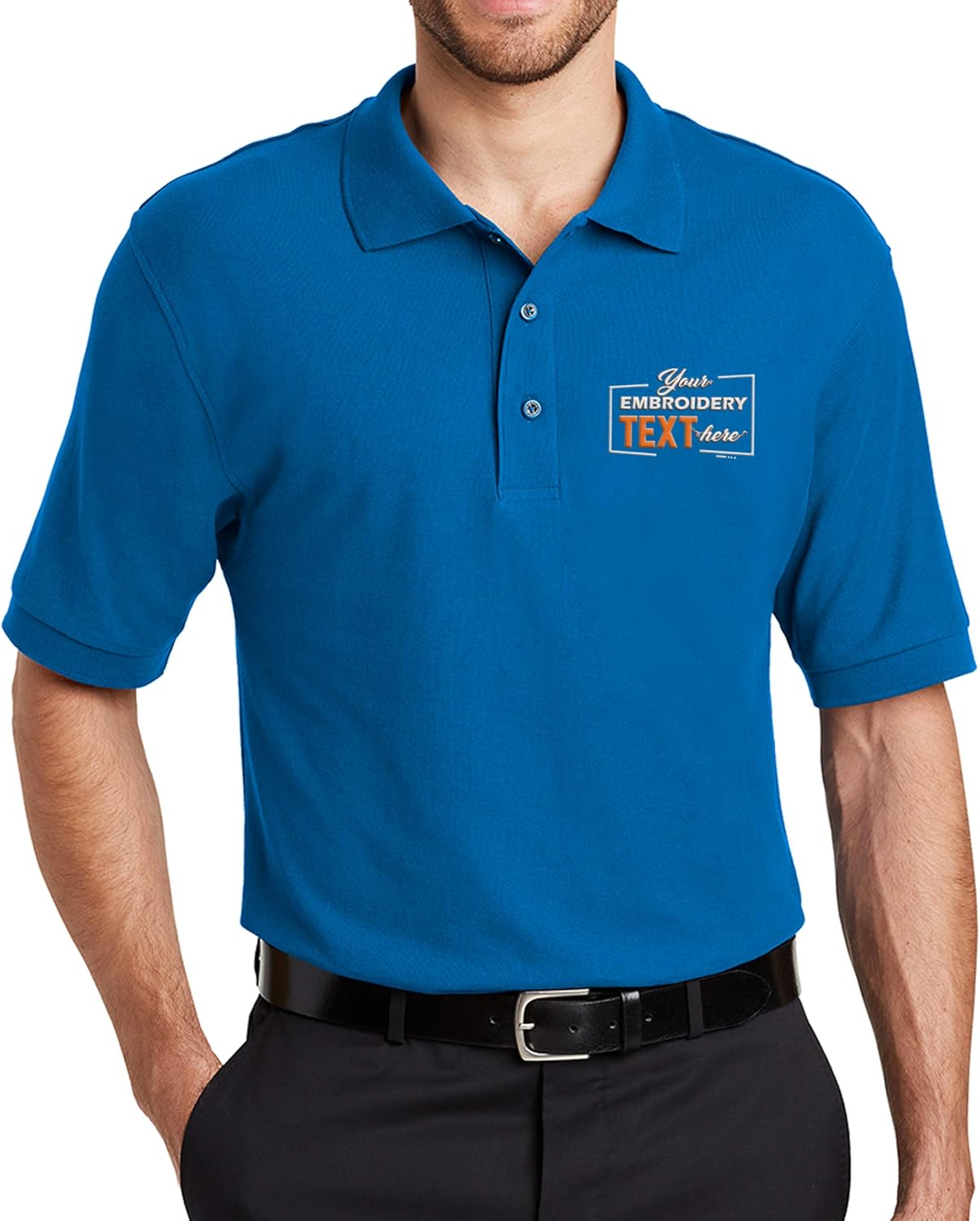 Custom Embroidered Polo Shirt for Men Personalized Embroidery Name Text Golf Tee: Clothing