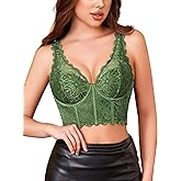 Avidlove Bralettes for Women Lace Underwire Corset Tops V Neck Push Up Bustier with Buckle Party Club Top No Padded