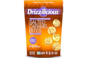 Drizzilicious Mini Rice Cakes Salted Caramel - Rice Crisps, Healthy Snack for Adults & Kids, Flavored Rice Cakes, Vegan, Gluten Free, Allergen Free, 90 Calories Per Serving - 4 oz (Pack of 1)