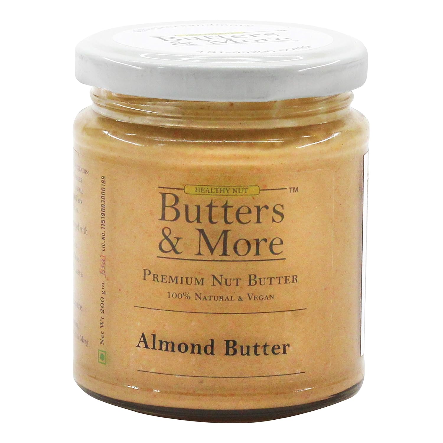 Butters & More Vegan Natural Almond Butter (200G) Single Ingredient Nut Butter. Keto & Diabetic