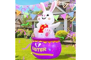 VIKIMORA 5FT Easter Bunny Inflatable Outdoor Decorations Build-in LED Lights,Cute Easter Rabbit Egg Blow Up Indoor Outdoor Decor, Spring Summer Outdoor Decor,Holiday Addition for Party,Yard,Garden, Lawn