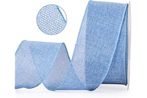 YAMA Burlap Wired Ribbon, Baby Blue, 2-1/2 inch x 20 Yards, for Crafts, Wreath, Bow Making, Gift Wrapping, Christmas and Home Decoration