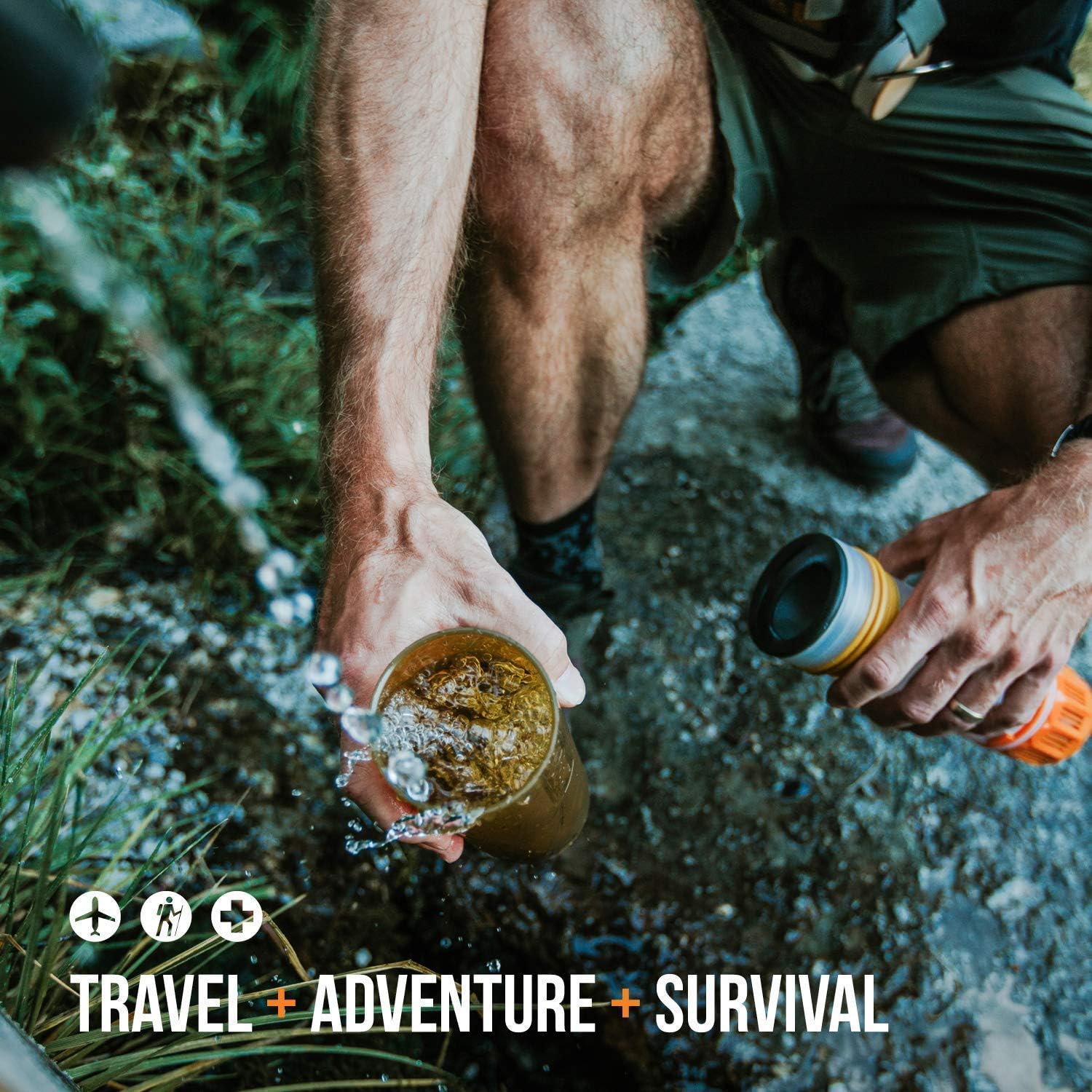 GRAYL Ultralight Water Purifier Bottle + Extra Filter Cartridge [Bundle] for Hiking, Travel, and Emergency Preparedness - Camo Black : Sports & Outdoors