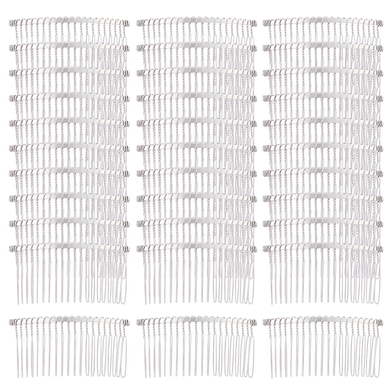 Cinaci 30 Pack Metal White Silver Veil Hair Side Combs Slides Bun Holder with 20 Teeth DIY Headpieces Clips Grips Barrettes Accessories for Women Girls Brides