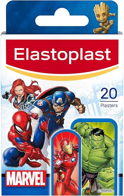 Elastoplast Marvel Plasters Assorted Sizes 20 Kids Bandages Coloured
