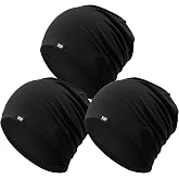 QINGLONGLIN Cooling Skull Cap Sweat Wicking Breathable for Men Women 3 Pack | Lightweight Quick Dry Beanie & Helmet Liner, Stretch Non-Slip Fit Under Hard Hat, Construction Gym Cycling Running Workout
