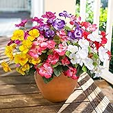 Hibiscus Artificial Flowers Plants for Outdoors Decoration, 6 Bundles Silk Hibiscus Bouquet Tropical Flowers Artificial Realistic UV Resistant Fake Flowers for Outside Planter Porch Patio Balcony, Mix