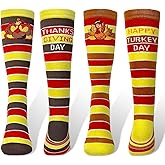 Hiwtonk 2 Pairs Thanksgiving Turkey Socks, Fun Turkey Trot Running Socks for Women Men Thanksgiving Autumn Gifts Holiday Costume