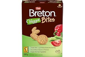 Breton Veggie Bites Crackers - Light and Crispy Bite-Sized Snack Crackers, Made with Real Vegetables, for School, Lunch Box, 