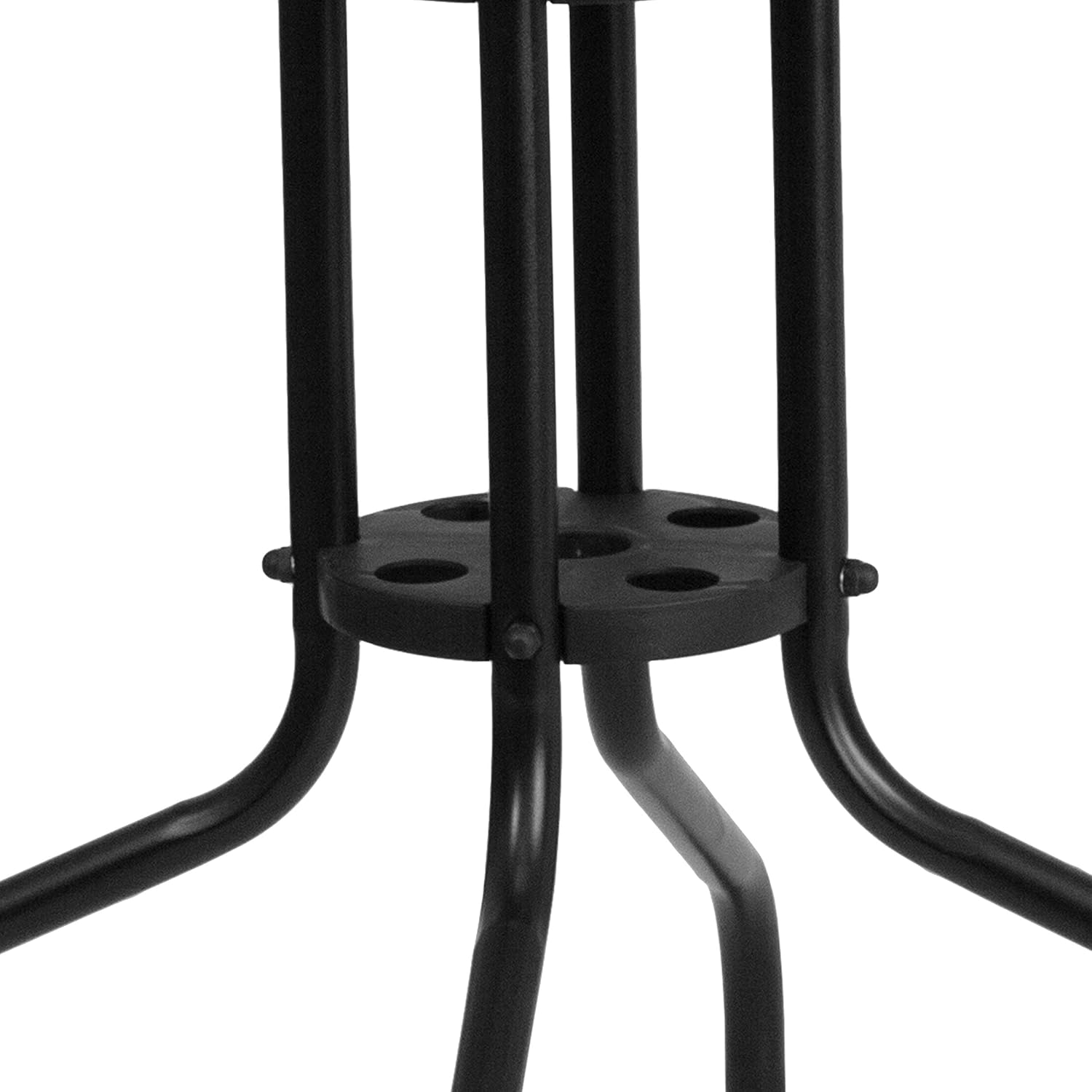 Flash Furniture 28'' Square Tempered Glass Metal Table with Black Rattan Edging : Garden & Outdoor