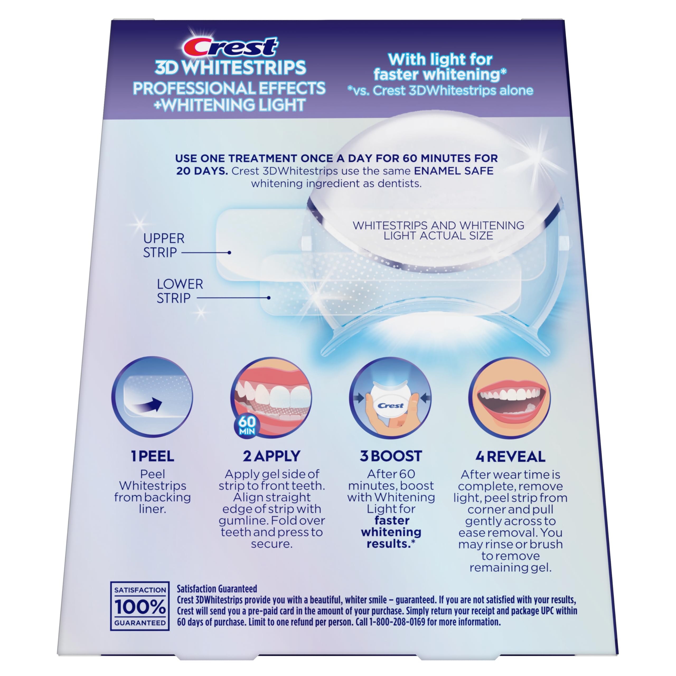 Crest 3D Whitestrips Professional Effects + LED Light – Teeth Whitening Kit, 1 Light + 20 Treatments, Each with 1 Upper/1Lower, 40 Strips – Crest 3DWhite Teeth Whitening Strips