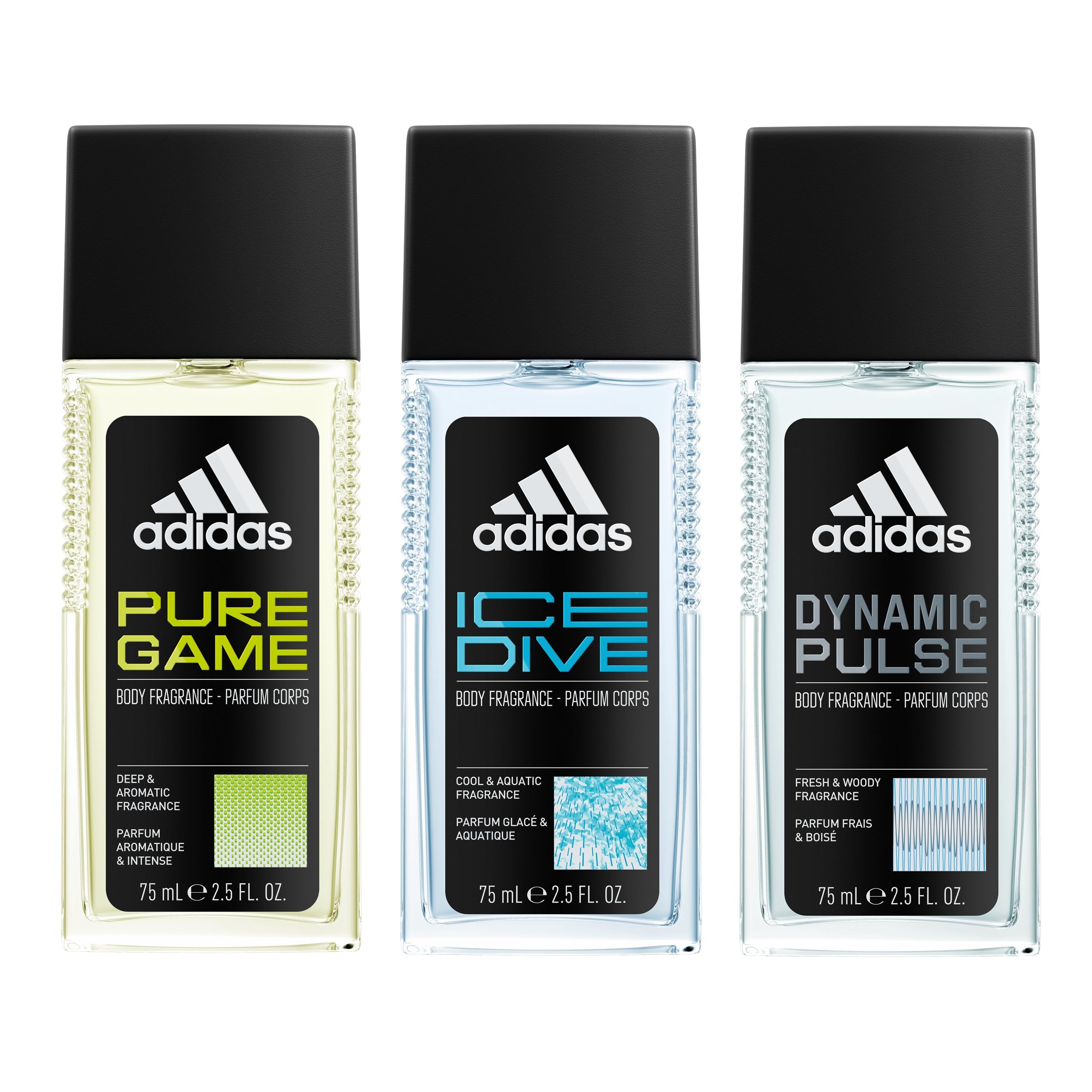 adidas Dynamic Pulse, Ice Dive, Pure Game Giftset, Natural Spray 2.5 fl oz, Notes of Rosemary, Lemon, Peppermint, and Grapefruit, Men's Fragrance, Long Lasting, Sporty Fragrance