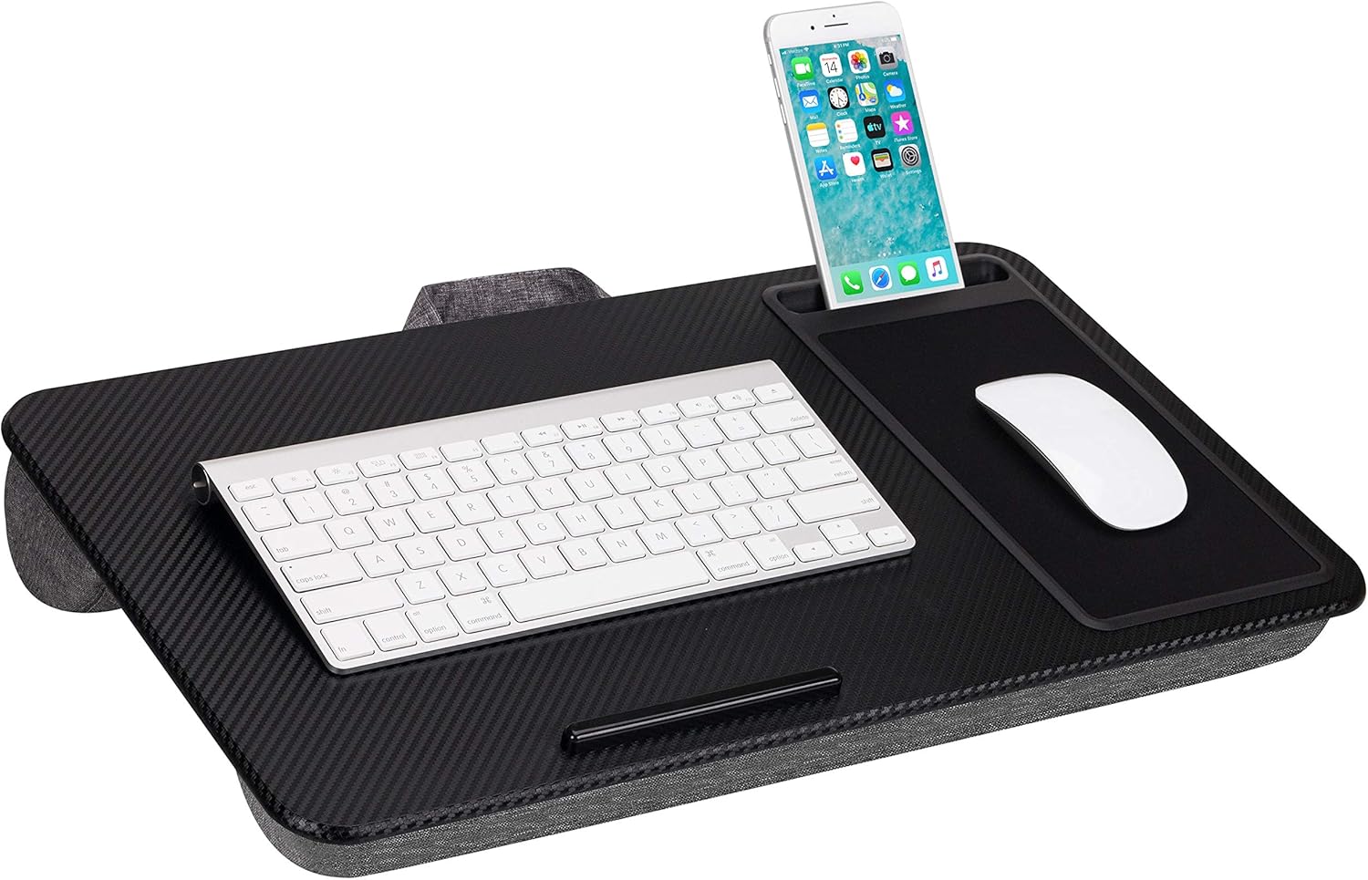 LapGear Home Office Lap Desk with Device Ledge, Mouse Pad, and Phone Holder - Black Carbon - Fits Up to 15.6 Inch Laptops - Style No. 91588 : Office Products