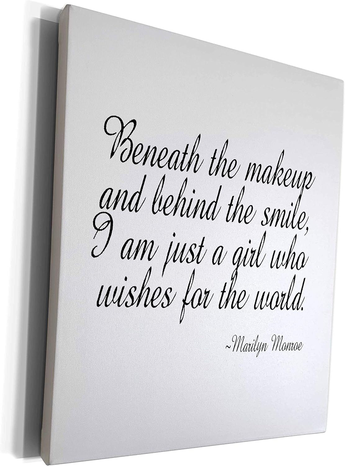 3dRose ToryAnne Collections Quotes - Beneath the makeup and behind the smile - Museum Grade Canvas Wrap (cw_163986_1)