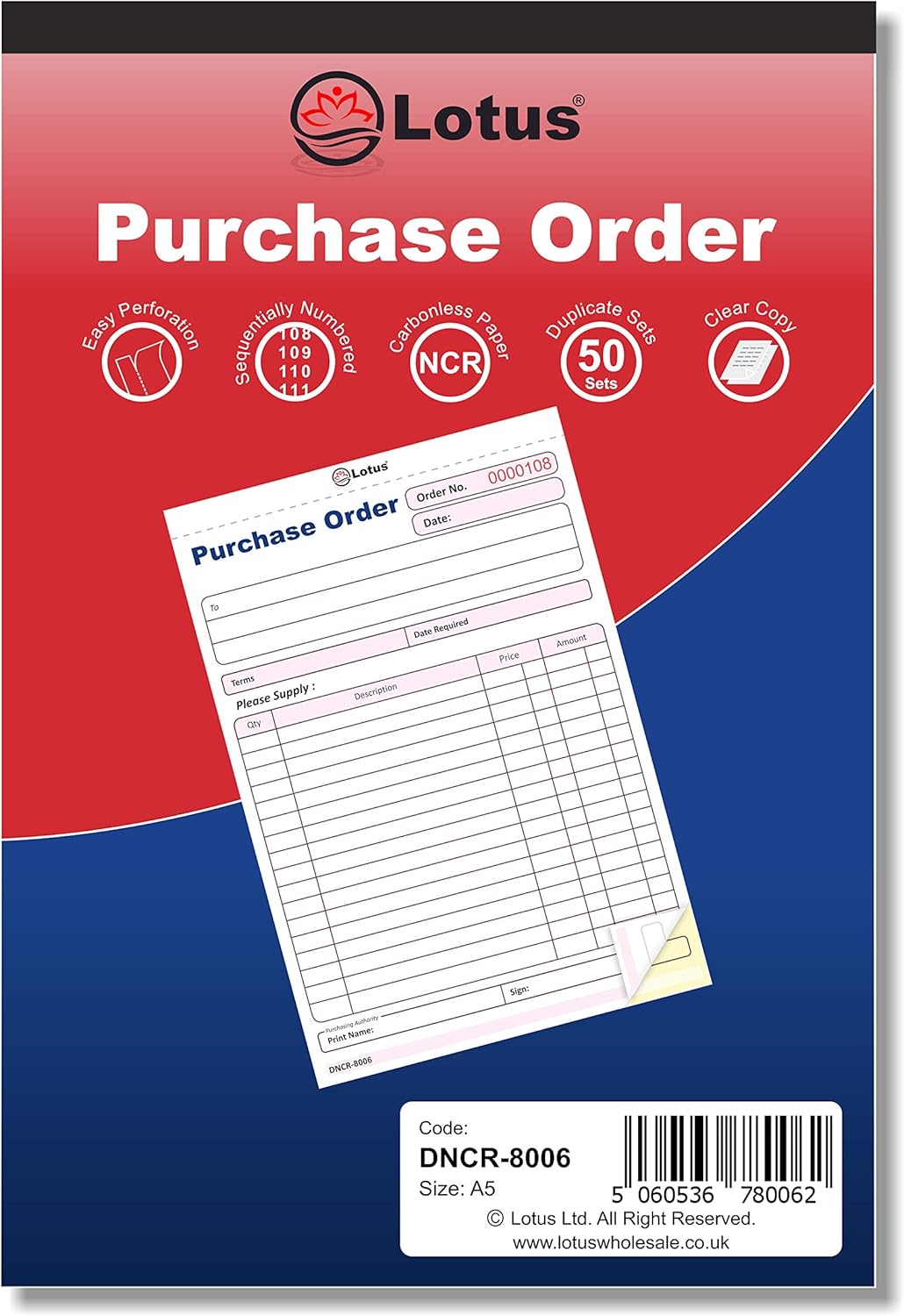 Duplicate Purchase Order Book NCR, A5 (143 x 210mm), Purchase Order