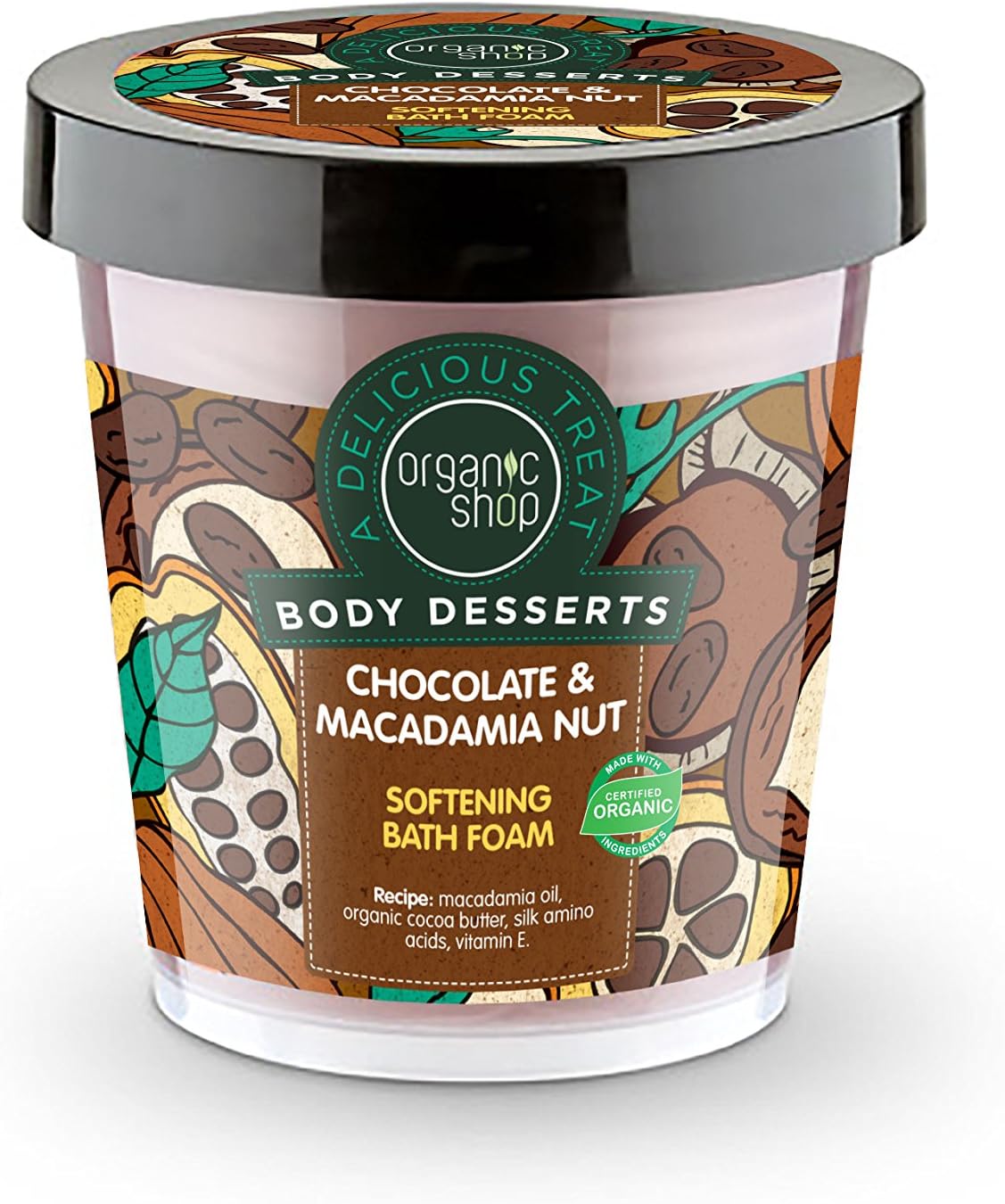 Organic Shop Body Desserts Chocolate and Macadamia Nut Softening Bath