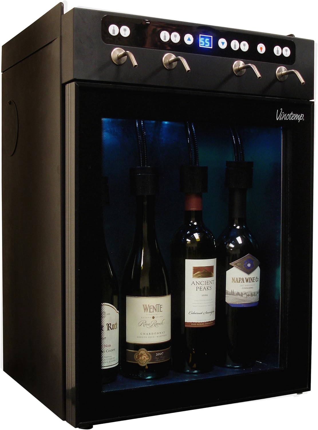 Vinotemp VT-WINEDISP4 4 Bottle Wine Dispenser, Black
