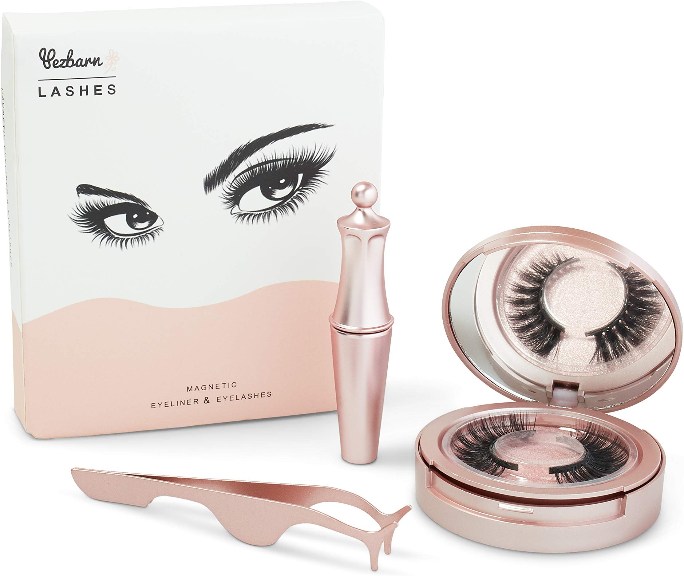 Magnetic Eyelashes - 2 pairs - Strong Eyeliner Formula- Voluminous Eyelashes - Easy Applicator - Full Natural Lashes - 0 Irritation - 3D Reusable Eyelashes - Magnetic Eyeliner - 5 Strong Magnets
