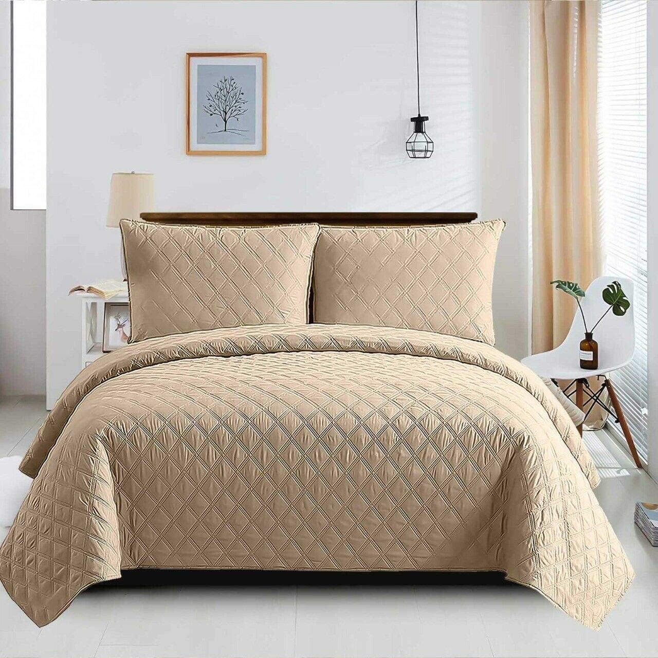B&B Super king Bedspread Embossed Quilted Comforter Set for Bedroom