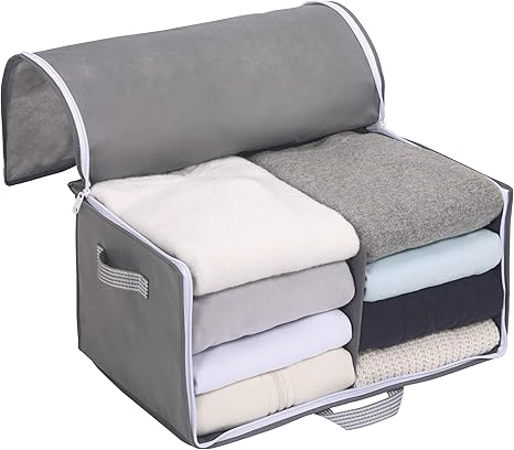 Amazon Co Jp 東和産業 衣類 収納袋 出し入れ簡単 がばっと収納袋2 グレー Mサイズ 約48 32 24cm