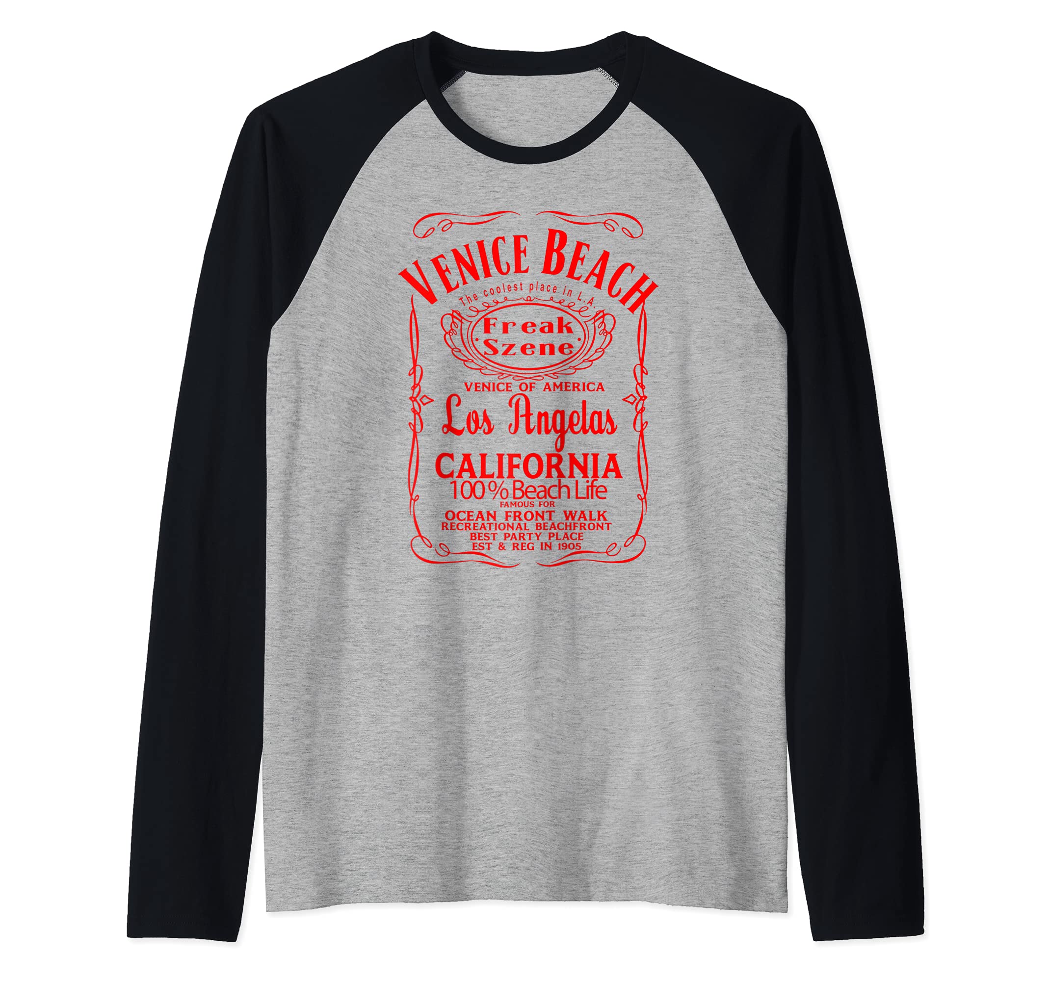 VENICE BEACH Los Angeles California USA United States sun Raglan Baseball Tee