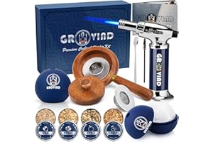Grovind Whiskey Smoker Kit,Cocktail Smoker Kit with Torch,Old Fashioned Smoker Kit,Bourbon Smoker Kit,Drink Smoker Infuser Kit, Fathers Day Dad Gifts,Whiskey Bourbon Gifts for Men (Navy Blue)