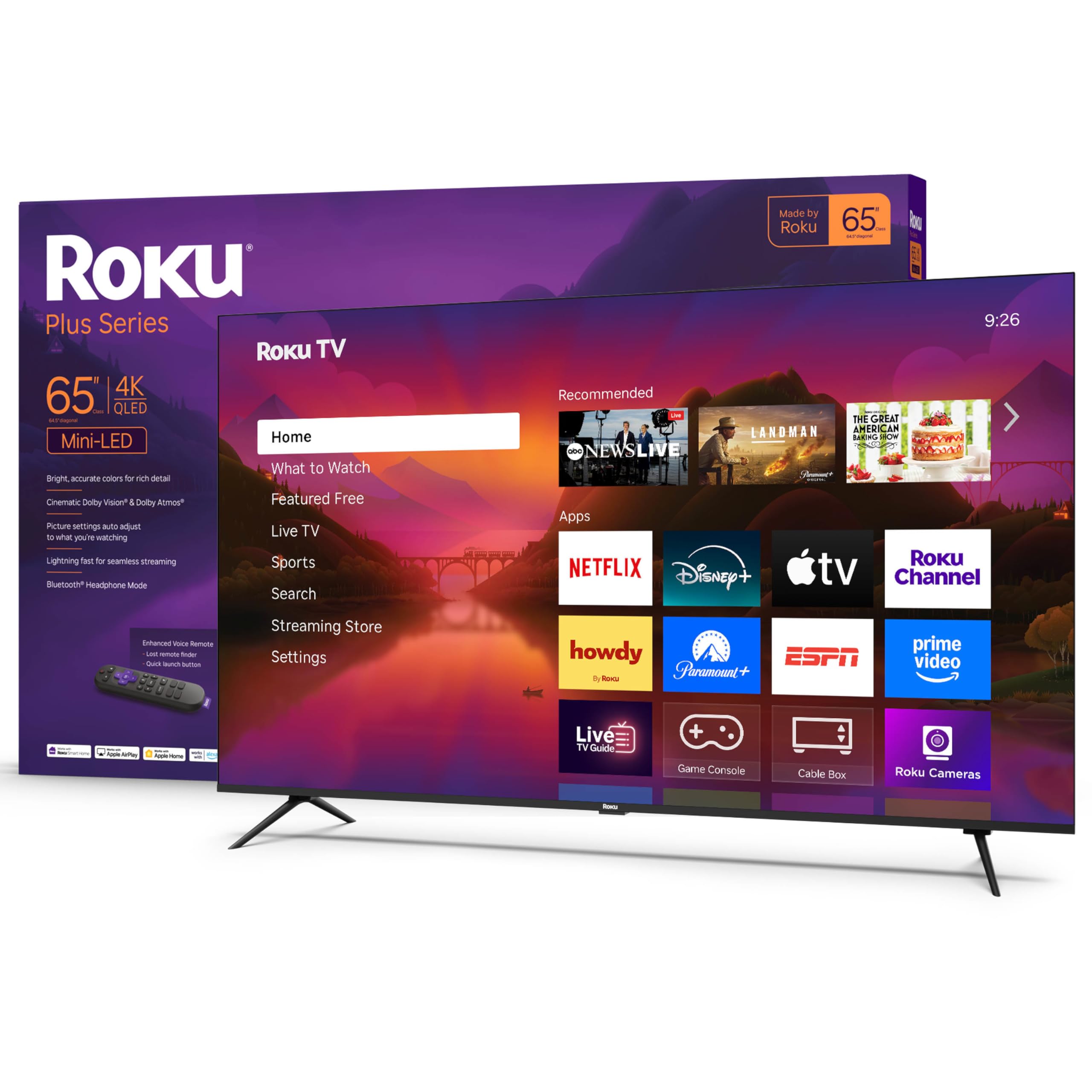 Photo 1 of   NO RETURNS ACCEPTED
Roku Smart TV 2025 – 65-Inch Plus Series, Mini-LED TV – RokuTV with Enhanced Voice Remote – Flat Screen 4K QLED Television with Dolby Vision & Wi-Fi for Streaming Live Local News, Sports