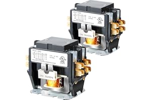 Dunkive 2 Pcs HVAC Motor Contactor, 24V Coil 2 Pole 40 Amp AC Contactor Furnace Replacement Relays, AC Definite Purpose HVAC Relays, Air Conditioner Condenser Compressor