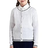 BOBOYOYO Girls Cardigan Kids School Uniform Sweater 100% Cotton Knit Girls Sweaters Button Crewneck Toddler Cardigans