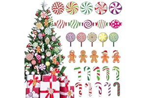 ZONON 60 Pcs Christmas Peppermint Cutouts, Christmas Candyland Wall Decor Floor Decal Stickers, Gingerbread Bulletin Board Decorations, Lollipop Cutouts Candy Cane Window Clings for Xmas Candy Theme Party