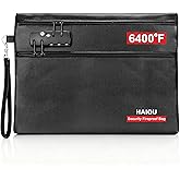6400°F Fireproof Document Bag with Combination Lock - Heat Resistant Money Bag for Cash, Passports, Deeds, Phones, Waterproof Fire Proof Bag (Black)