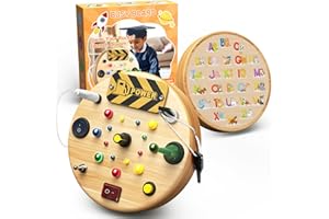 SOOTFRO Busy Board,Montessori Toys for 1-6 Year Old,Toddler Toys Switch Board Wooden LED Light Up Toys with Shape Sorter,Educational Travel Activity Baby Kids Sensory Toys for Fine Motor Skills Development